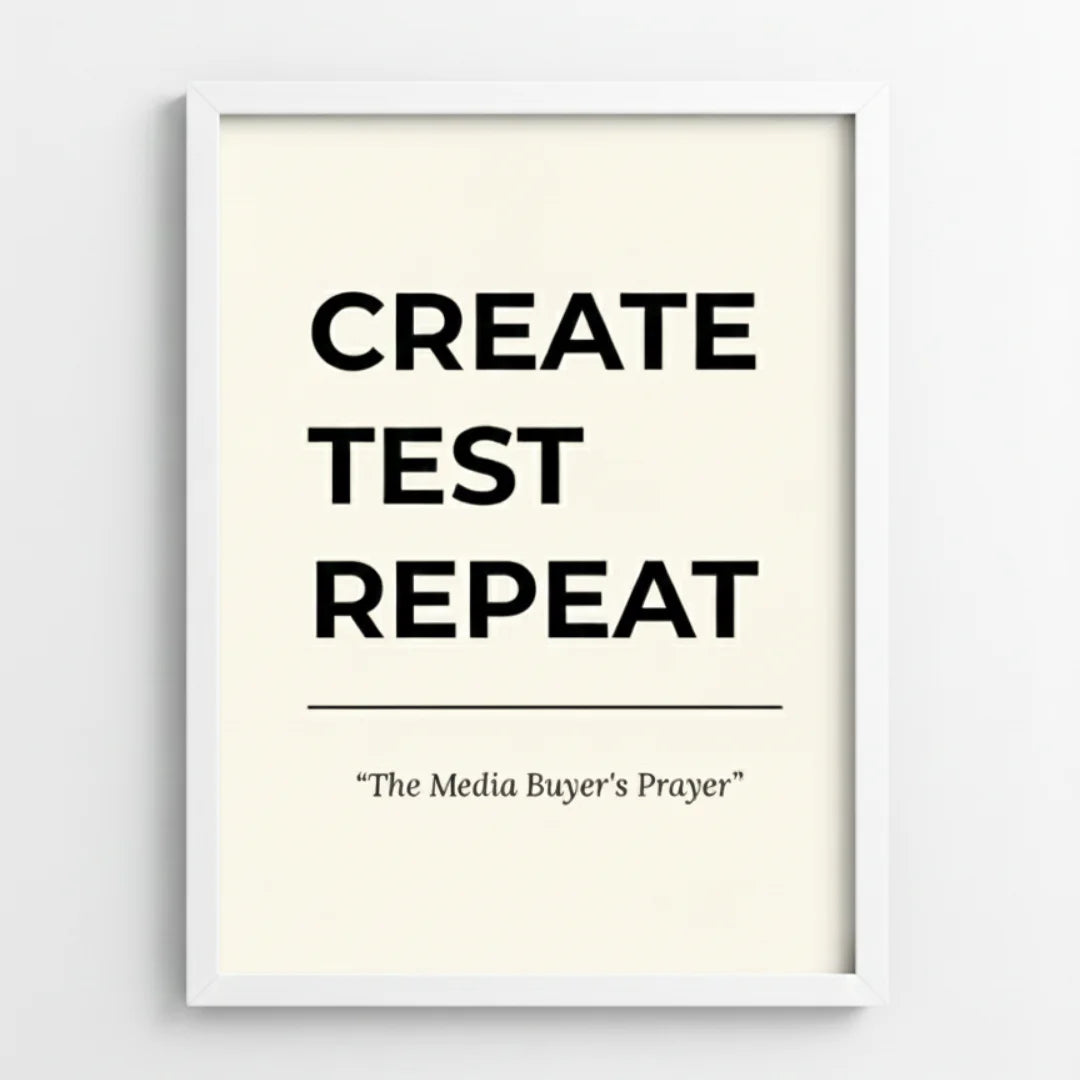 Create. Test. Repeat. | Framed Wall Art for Media Buyers, Agencies