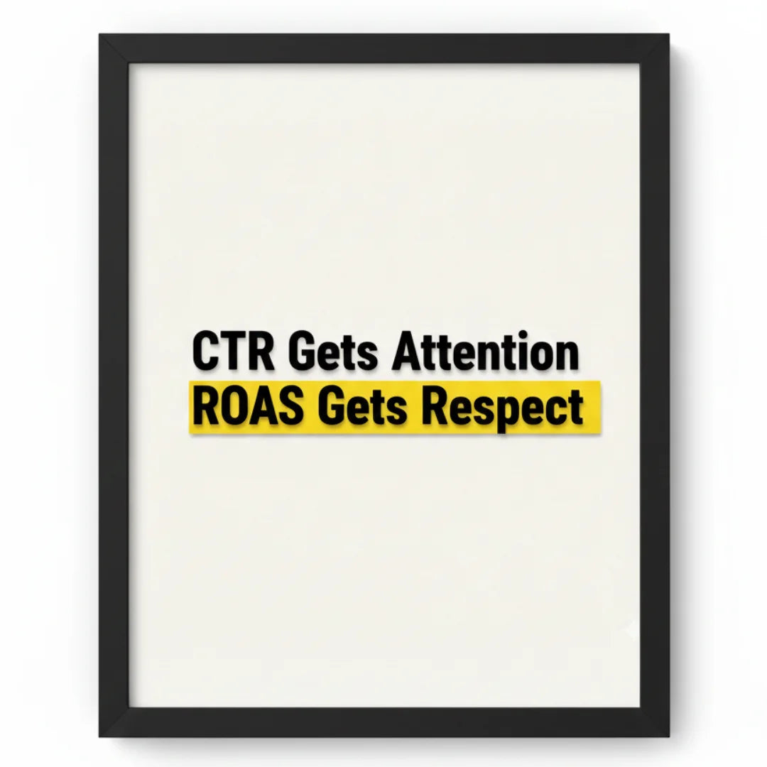 CTR Gets Attention. ROAS Gets Respect. | Framed Wall Art for Media Buyers, Agencies