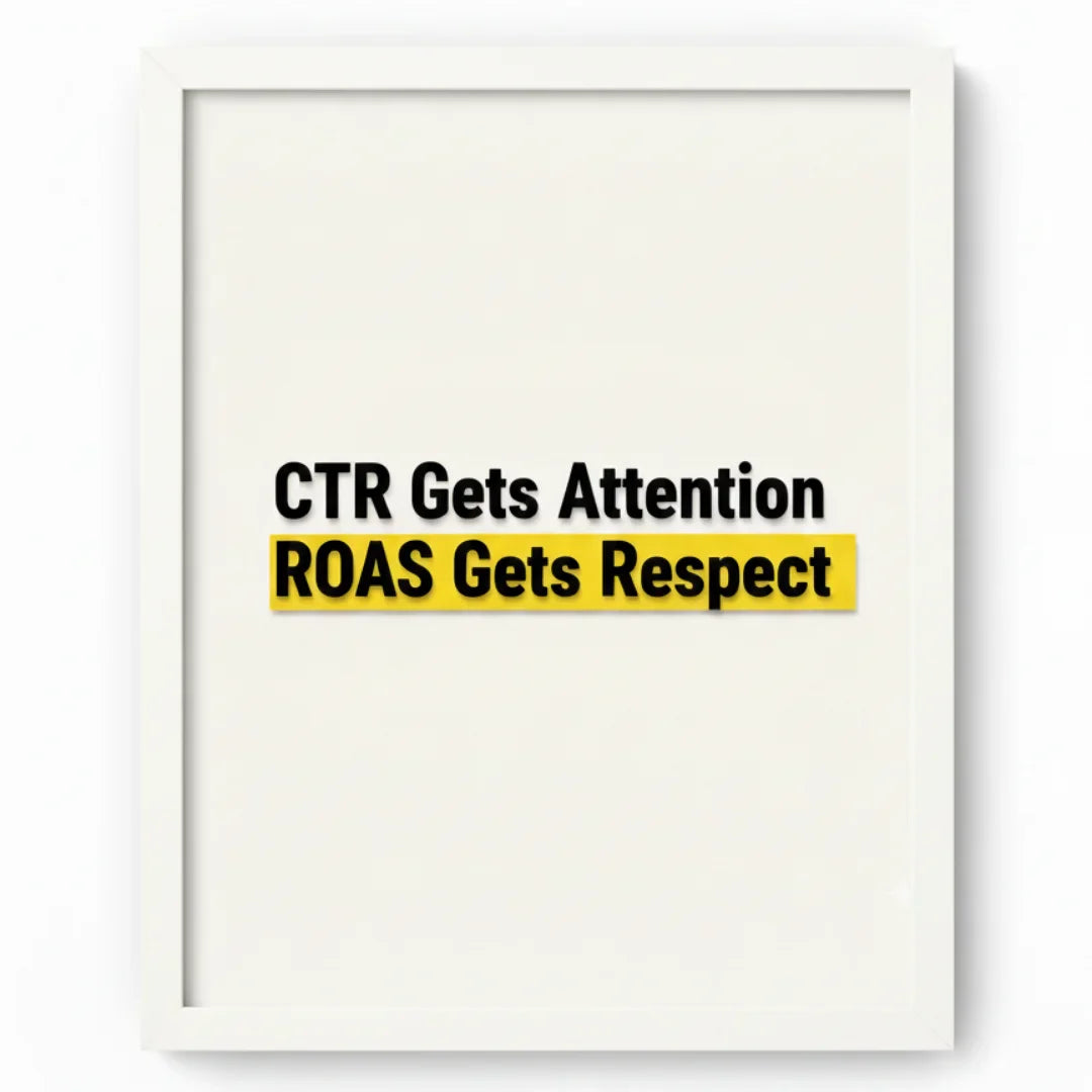 CTR Gets Attention. ROAS Gets Respect. | Framed Wall Art for Media Buyers, Agencies