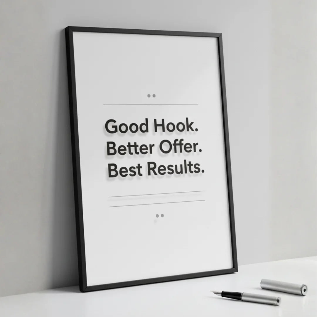 Good Hook. Better Offer. Best Results. | Framed Wall Art for Media Buyers, Agencies