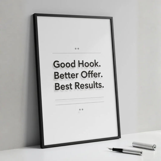 Good Hook. Better Offer. Best Results. | Framed Wall Art for Media Buyers, Agencies