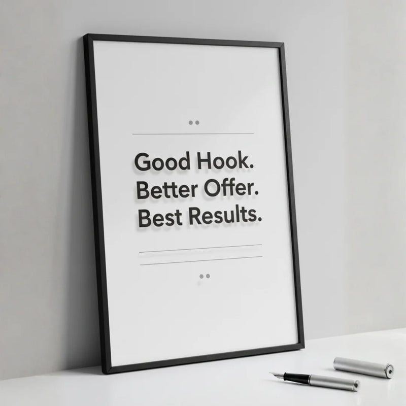 Good Hook. Better Offer. Best Results. | Framed Wall Art for Media Buyers, Agencies