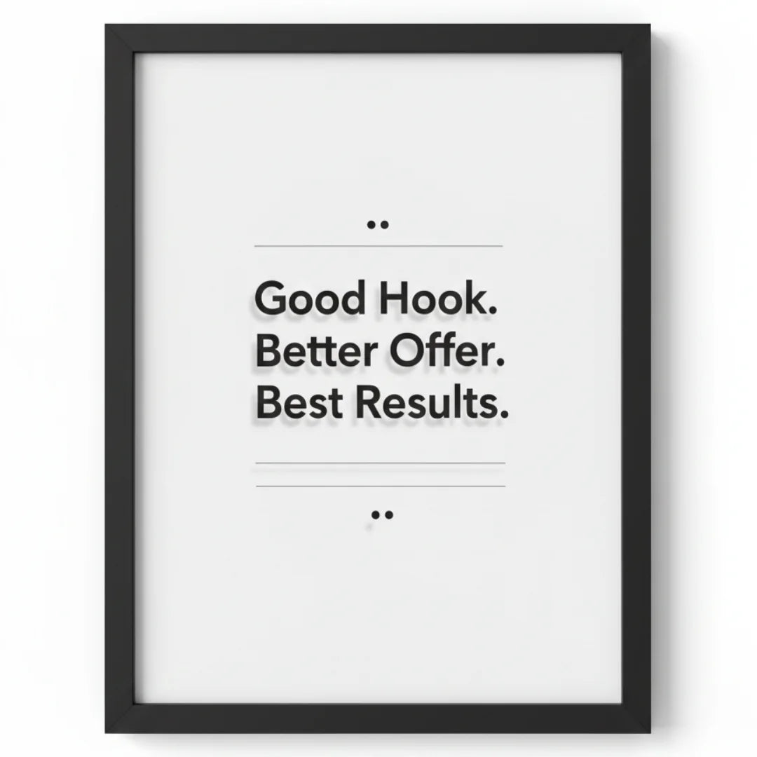 Good Hook. Better Offer. Best Results. | Framed Wall Art for Media Buyers, Agencies