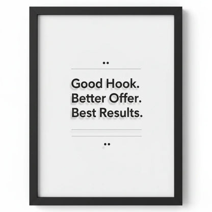 Good Hook. Better Offer. Best Results. | Framed Wall Art for Media Buyers, Agencies