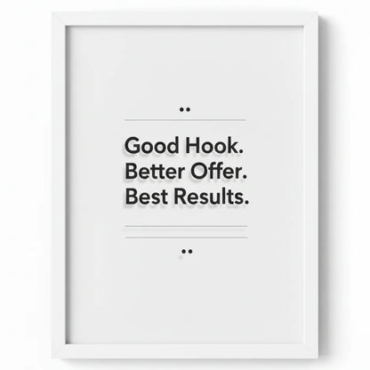 Good Hook. Better Offer. Best Results. | Framed Wall Art for Media Buyers, Agencies