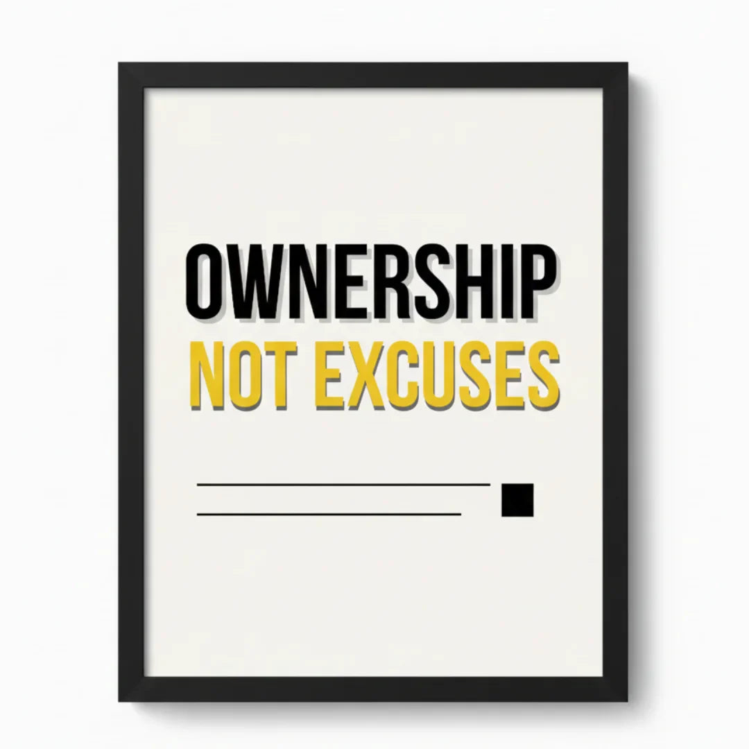 Ownership, Not Excuses. | Framed Wall Art for Media Buyers, Agencies