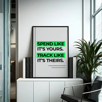 Spend Like It's Yours. Track Like It's Theirs. | Framed Wall Art for Media Buyers, Agencies