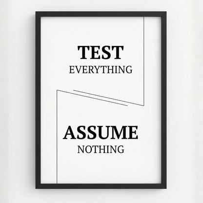 Test Everything. Assume Nothing. | Framed Wall Art for Media Buyers, Agencies